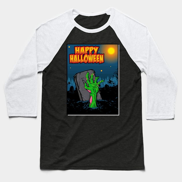 scary zombie hand Baseball T-Shirt by snoddyshop